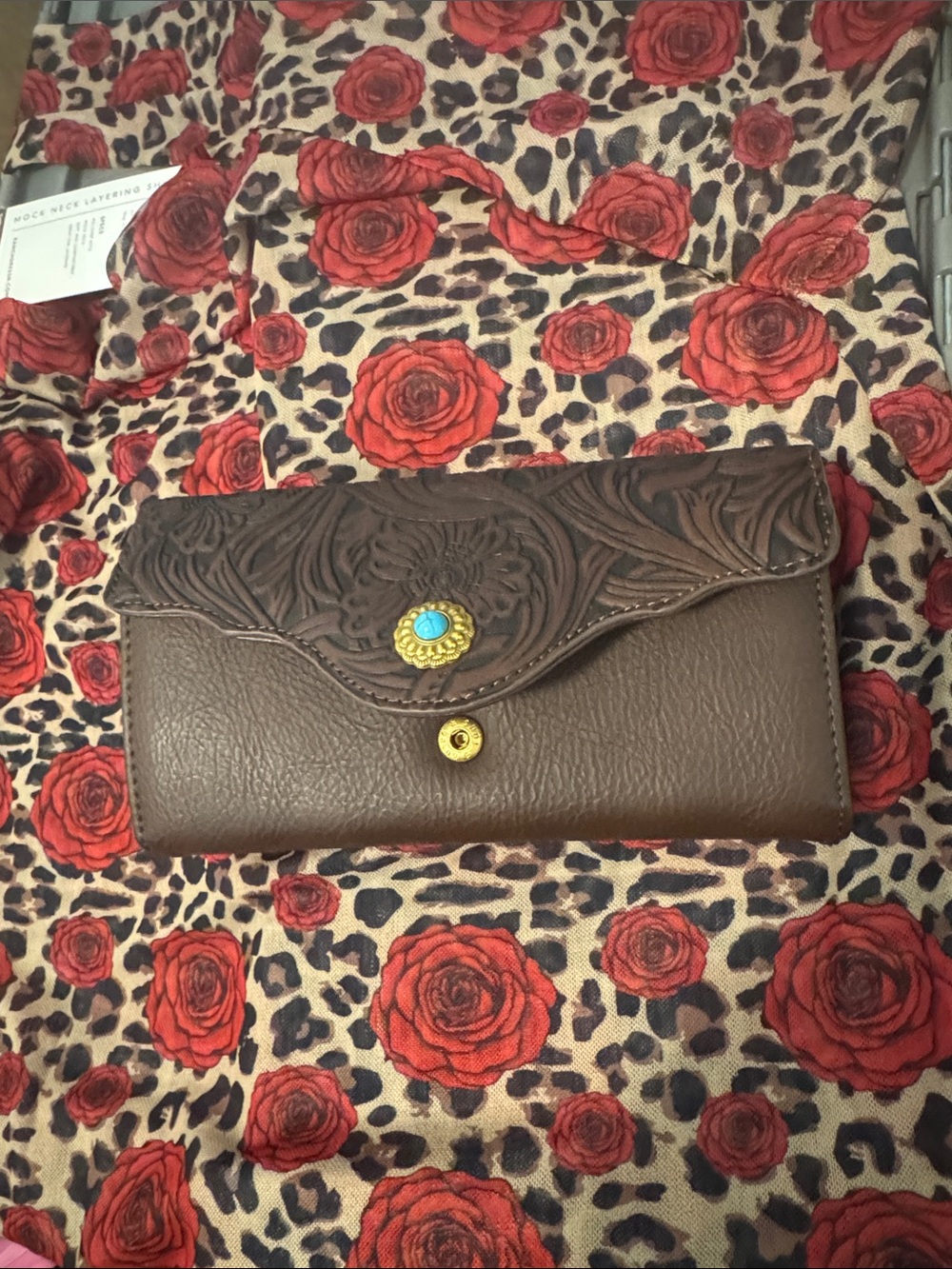 Montana West Brown Wallet with Turquoise Concho